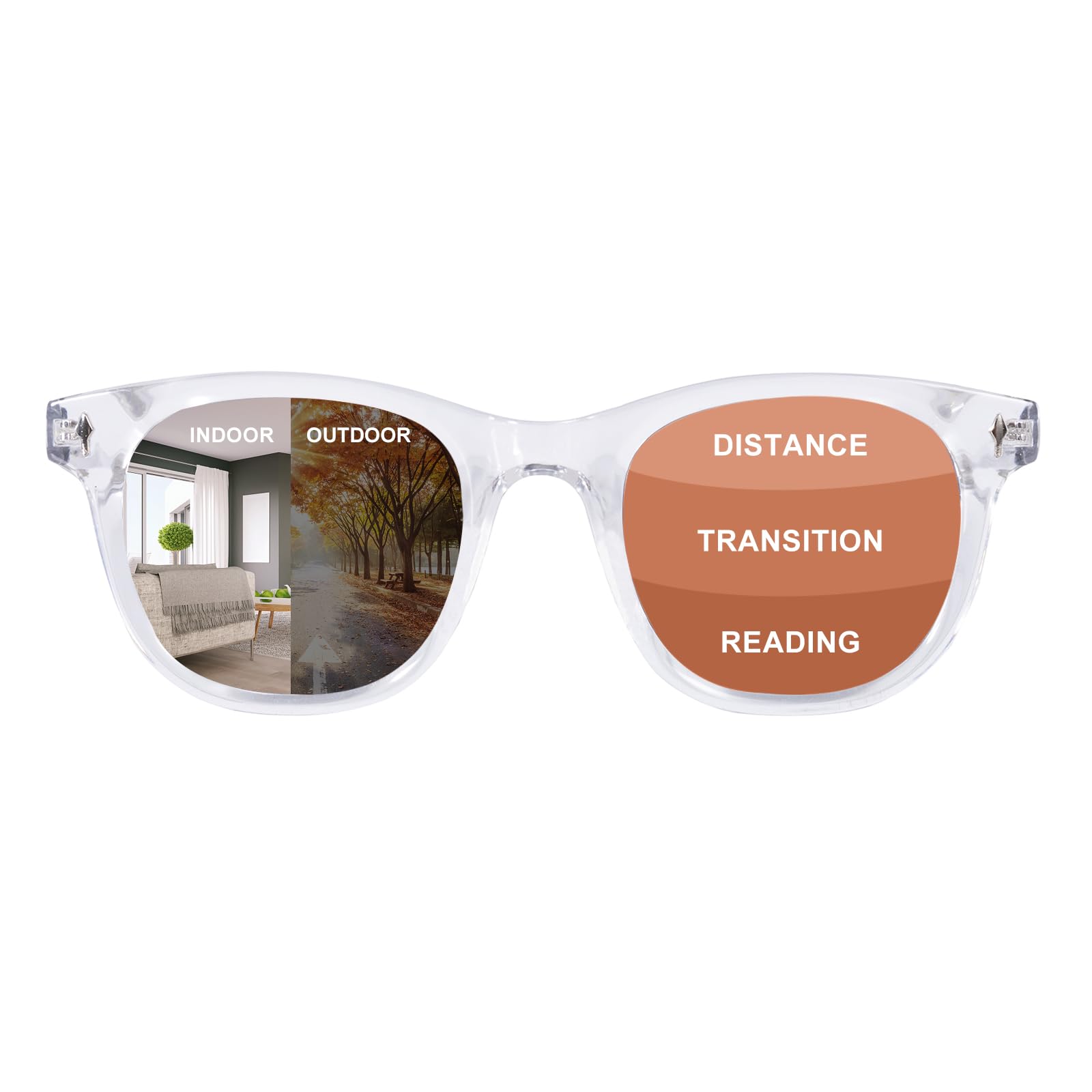 Photochromic Progressive Multifocus Reading Glasses Computer Eyeglasses Transition Readers for Women
