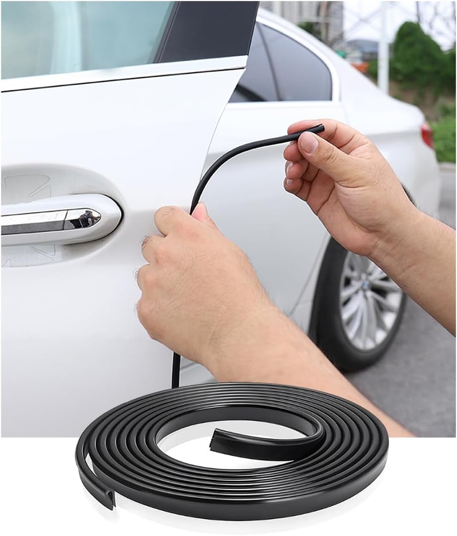Ziciner Car Door Edge Guards, 16Ft (5M) Auto Edge Trim Rubber Seal Protector with U Shape, Automotive Anti-Collision Door Entry Trim Molding Protection, Universal Fit for Most Car (Black)
