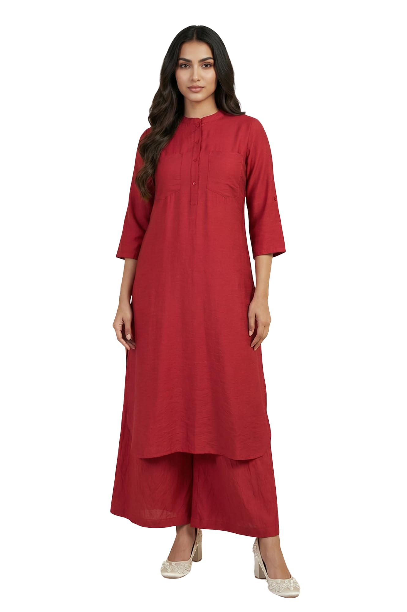 aurelia Women's Solid Straight Kurta with Cullotes Set-picture-38