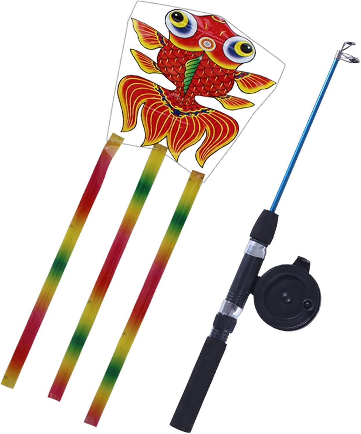 cometa Cometa fácil de volar, portátil, for niños, al aire libre, juguete interactivo for padres e hijos, mini cometa de pez dorado de dibujos animados con forma de caña de pescar, carrete de hilo de