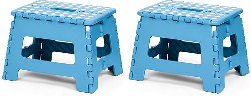Paquete de 2 taburetes plegables de 16 pulgadas para niños, taburetes plegables para adultos, diseño ligero, antideslizante, taburetes de cocina,