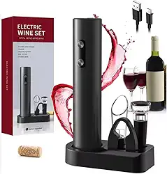 Abridor de Vinho Elétrico Saca Rolhas Automático Kit 6 Peças em 1 com USB