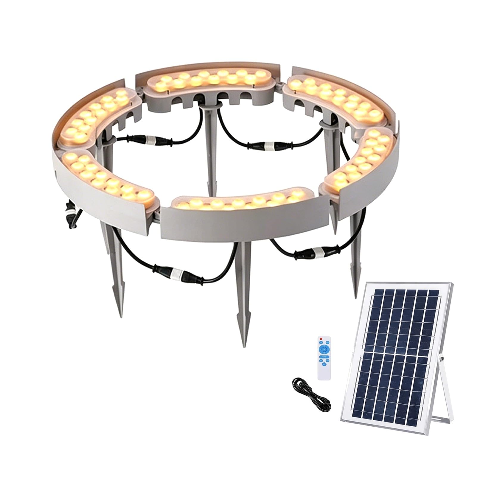 JCWGLY Outdoor Waterproof Solar LED Ring Tree Lights, Solar Powered Spotlights for Palm Trees, Warm White Light 60-84W Patio & Yard Landscape Lighting(6 lights/72W)