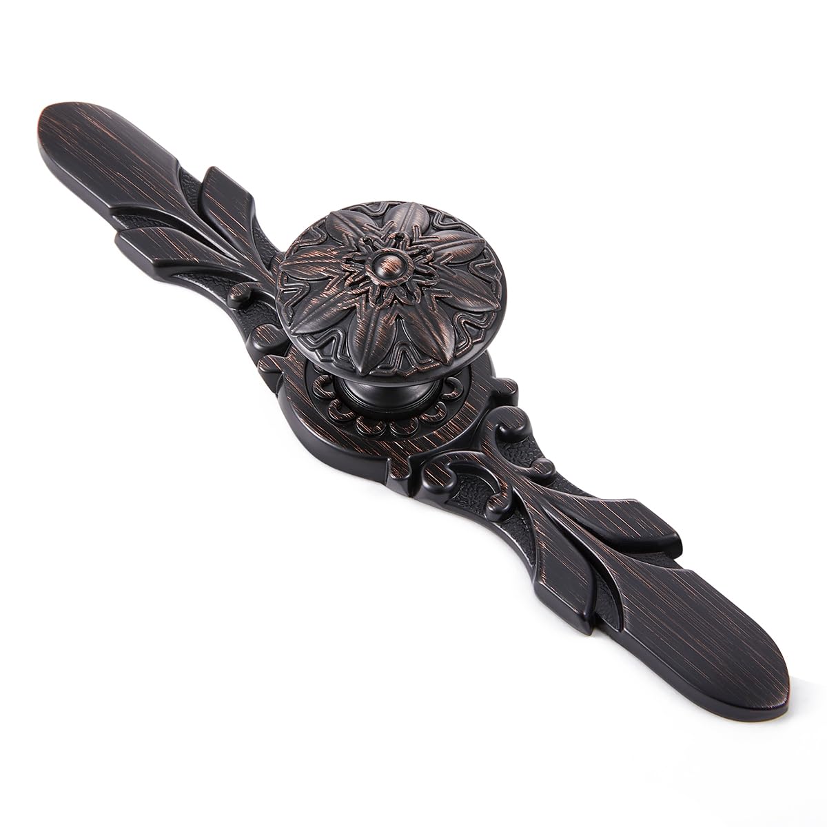 YCSJ Round Drawer Pulls with Backplate - 10 Pack (1-1/4” Knob and 5-4/5” Plate), Unique Oil Rubbed Bronze Knobs for Kitchen Cabinet, Decorative Knobs