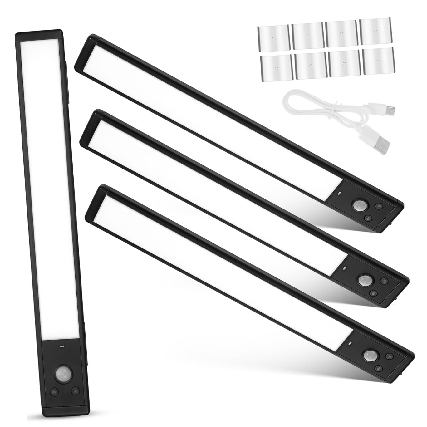 SHINEOFI 4piezas Luces Led Nocturnas Luces De Cocina Bajo Gabinete Sensor De Movimiento Iluminación Inteligente