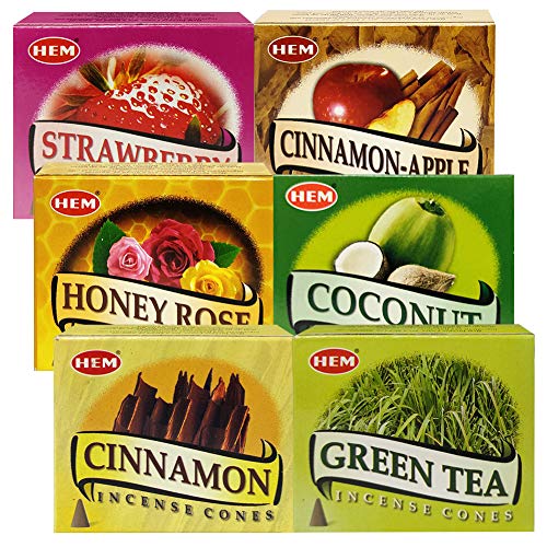 Hem Incense Cones Variety Pack #5 And Cone Incense Burner Bundle With 6 Most Sought-After Fragrances #TOP3