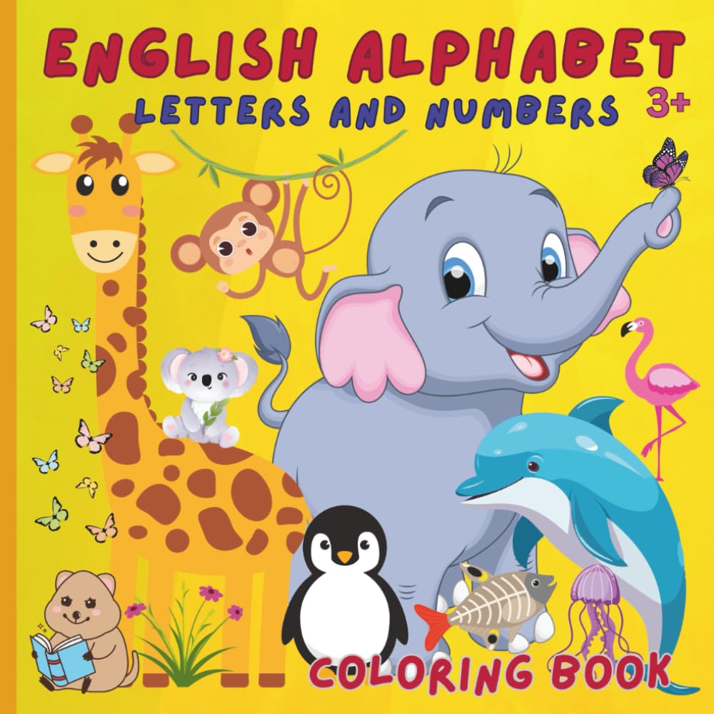 English alphabet. Letters and numbers.: Coloring book for 3+