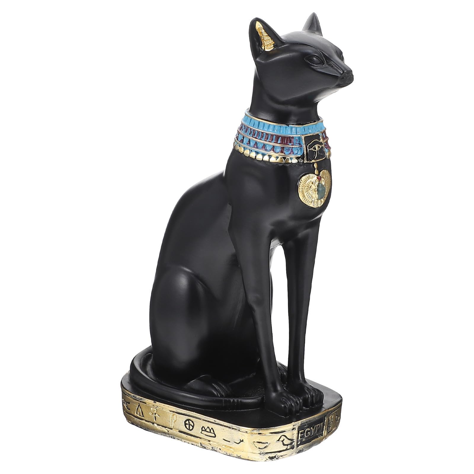 Sculpture de chat égyptien en résine noire mate