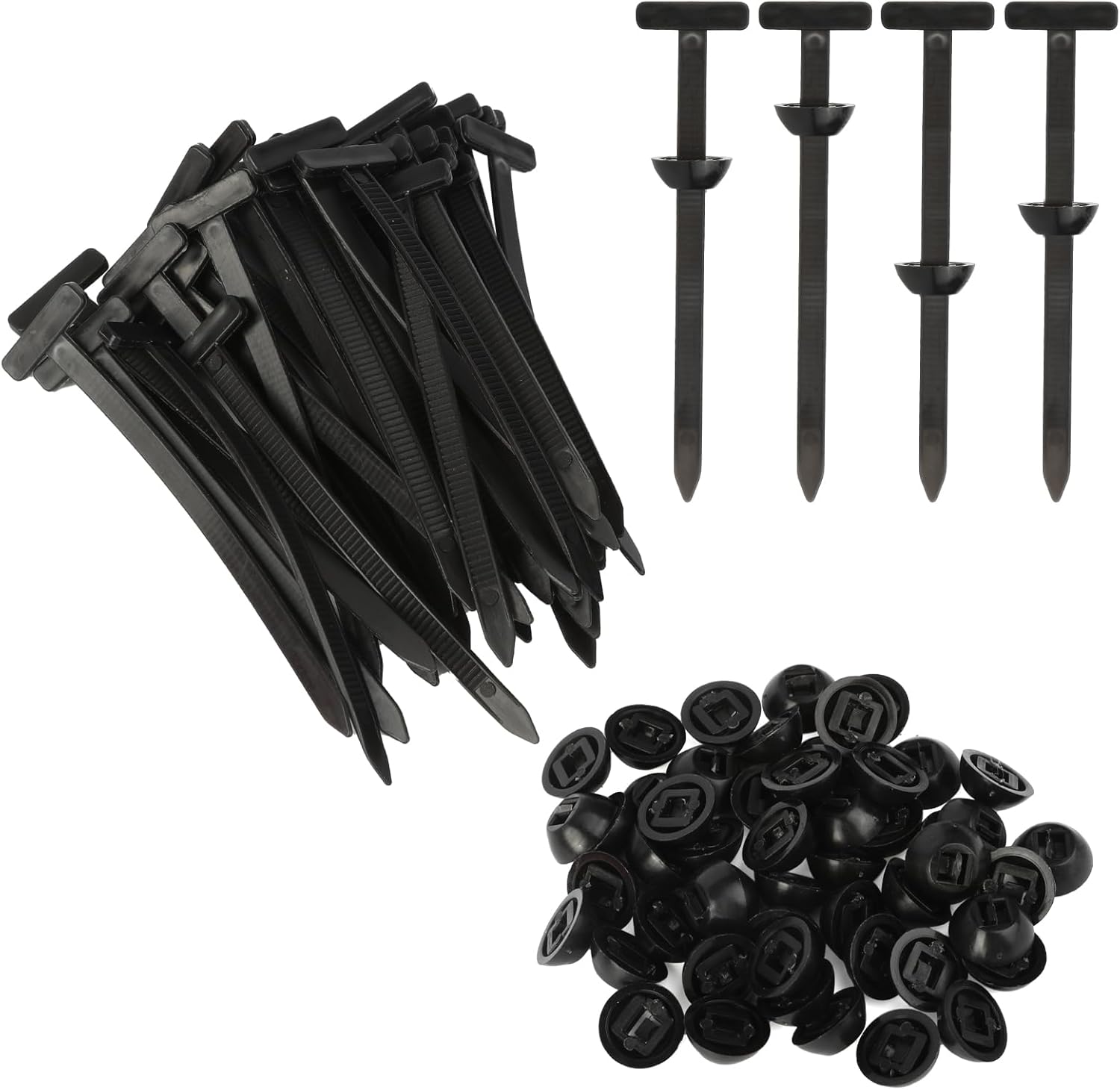 Nylon Universal Cable Tie Buckle, 100 Pcs Heavy Duty Self-Locking Nylon Zip Ties Holder, Multipurpose Plastic Cable Ties Tool for Car Daily Repair (Black)