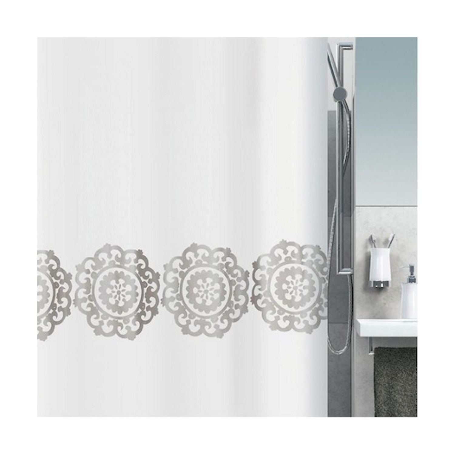 Spirella Shower Curtain textile "Medallion silver"