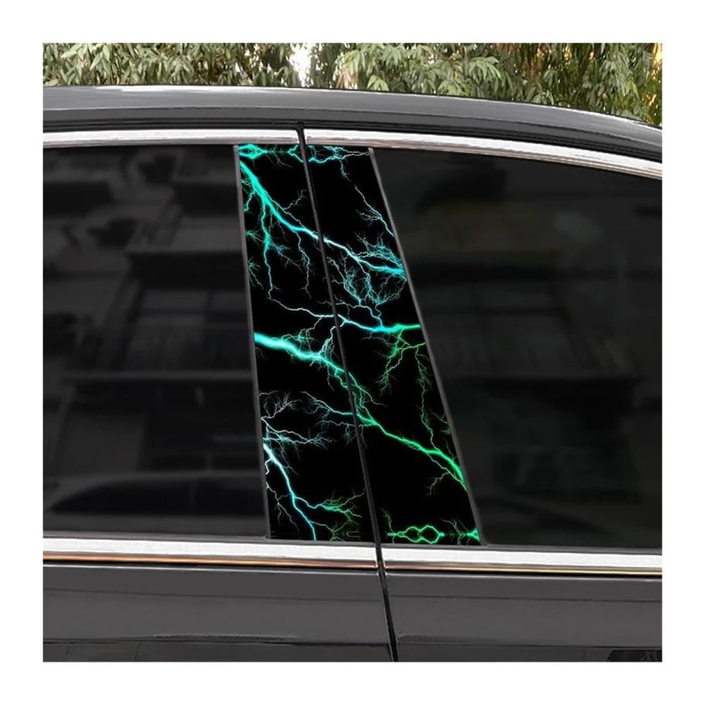 Body Parts 2pcs Car B-Pillar Decals Ice Blue Lightning Auto Center Pillar Waterproof Sticker(E)