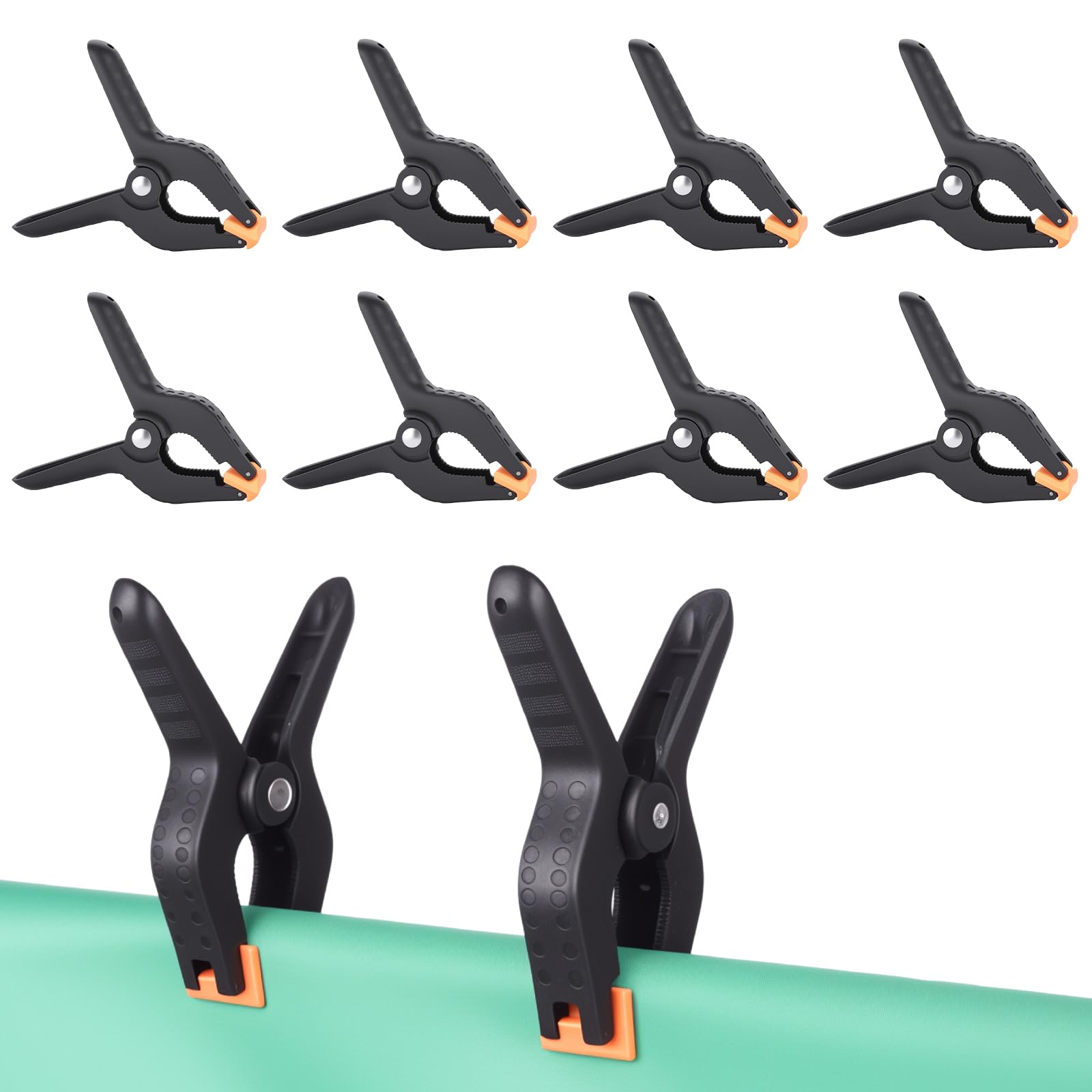 OTraki 8 Pezzi Fermagli a Molla Nylon,4 Pollice Grandi Morsetti a Molla Pesanti, Morse da falegname con Ganascia Mobile, Morsetti in Mussola di Plastica Resistente per Falegname, Foto Studio Progetti