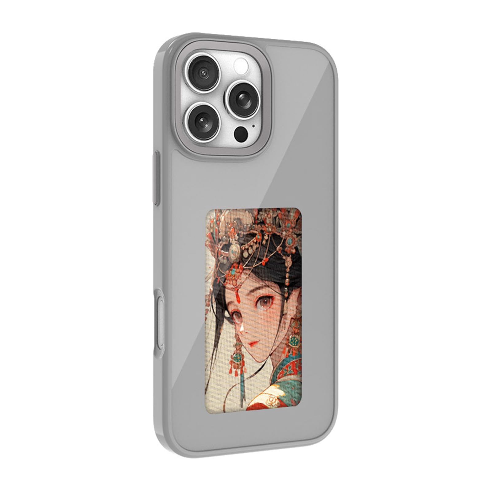 QSM EInk - Custodia per smartphone per iPhone 16 Plus, custodia con inchiostro con proiezione NFC, mostra istantaneamente l'immagine sullo schermo dell'inchiostro, cover posteriore personalizzata