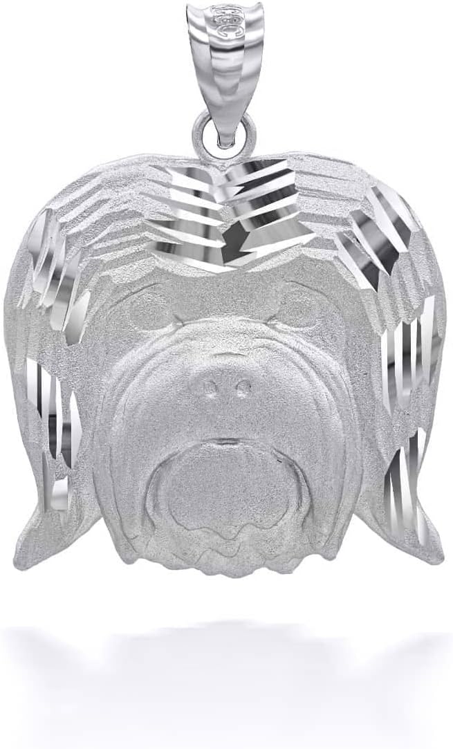 .925 Sterling Silver, 10K or 14K Yellow, White, or Rose Gold Havanese Bichon Dog Face Pet Animal Charm Pendant - Choice of Metal