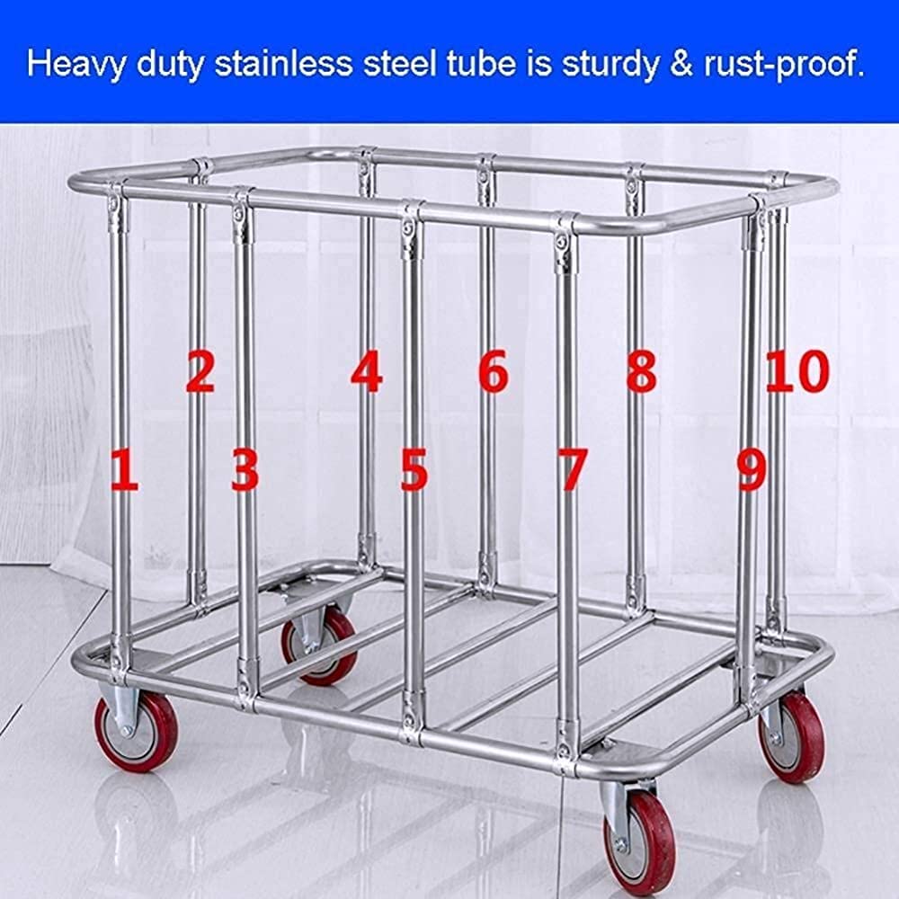 DFEDHF Movable Trolleys Laundry Basket Rolling Laundry Sorter Cart with Wheels Hotel Housekeeping Service Cleaning Trolley with Removable Bag/Blue(Beige)
