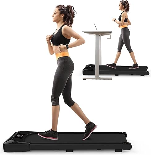 Caminadora 2 en 1 para debajo del escritorio, caminadora de escritorio con control remoto y pantalla LED, máquina de correr para uso en el hogar y