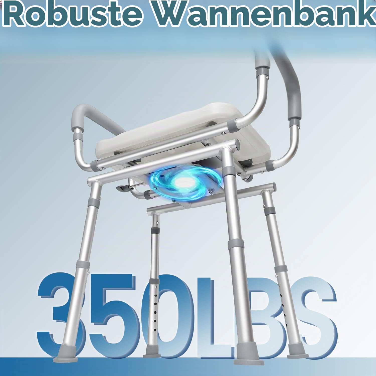 360° Duschhocker mit Abnehmbarer Armlehnen