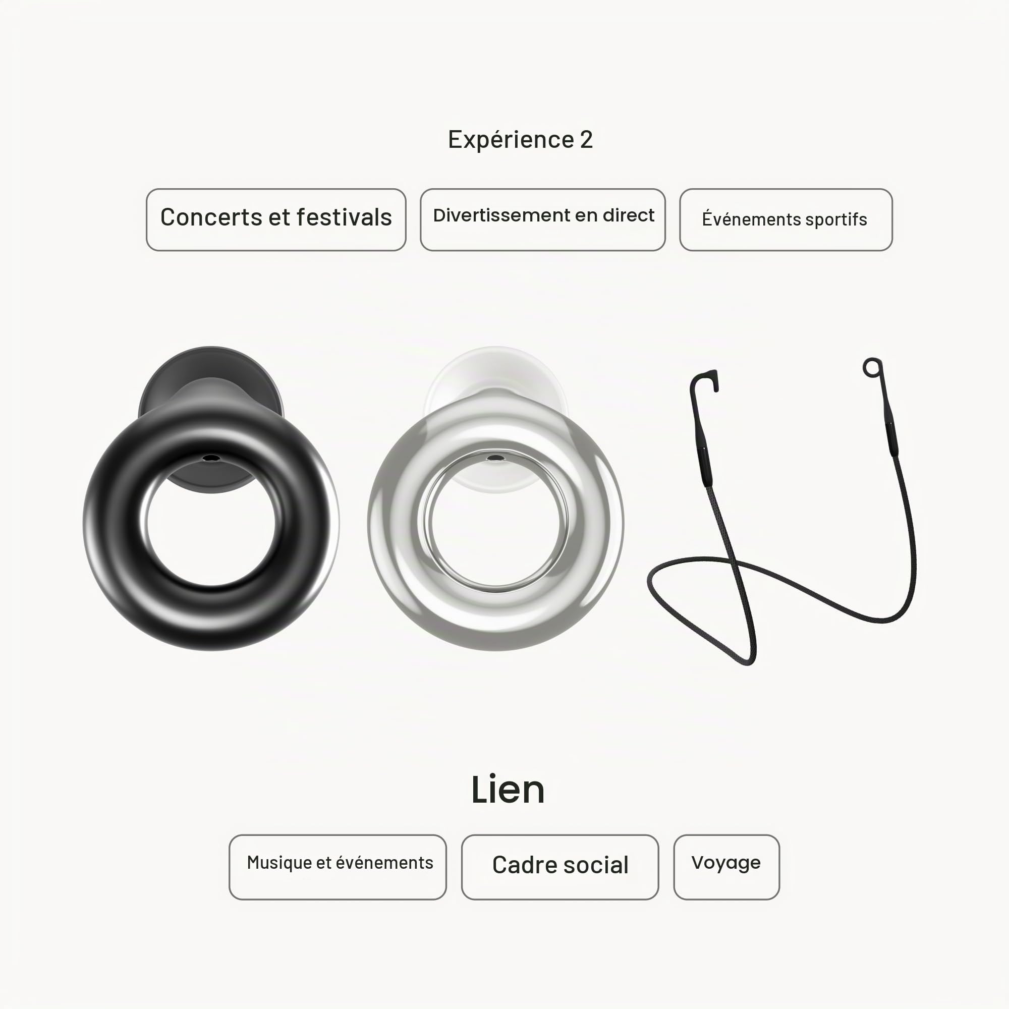 Loop Earplugs, coffret Experience Link – Lot de 2x Experience 2 + Link | Bouchons d’oreille réutilisables pour la sensibilité au bruit, les concerts, spectacles, festivals