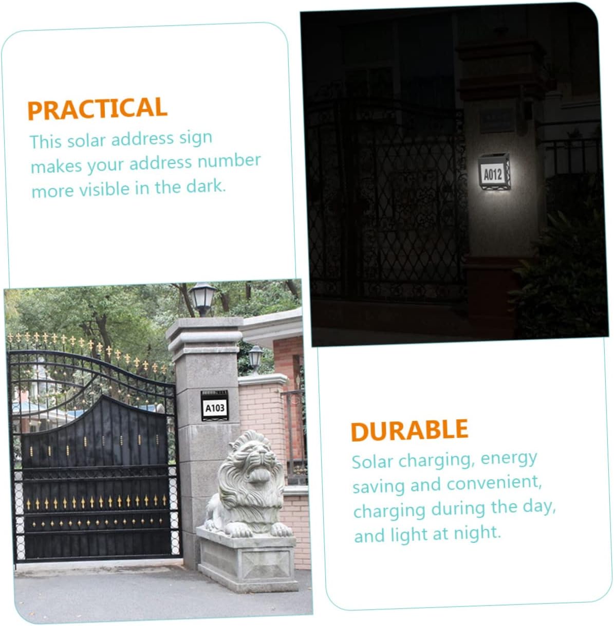 1set Solar Address Sign Lamp Outdoor Doorplate Light Solar Door Number Wall Light Easy to Install