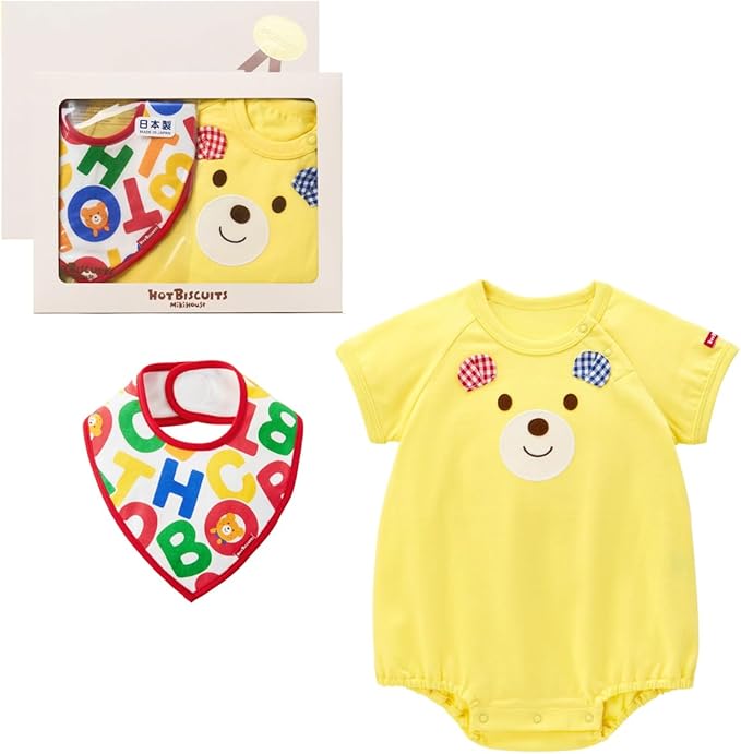 미키 하우스 핫 비스킷 바디셔츠 선물 세트 (박스 포함) 남아 여아 유아 아동 의류 노란색 80cm 74-9932-143, 노란색, 70