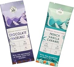 IHO | 100% Plant Protein Powder - French Vanilla Caramel and Dark Chocolate Hazelnut | Superfood Blend | 33g* 2 Trial Pack | Vegan Protein | No Sugar