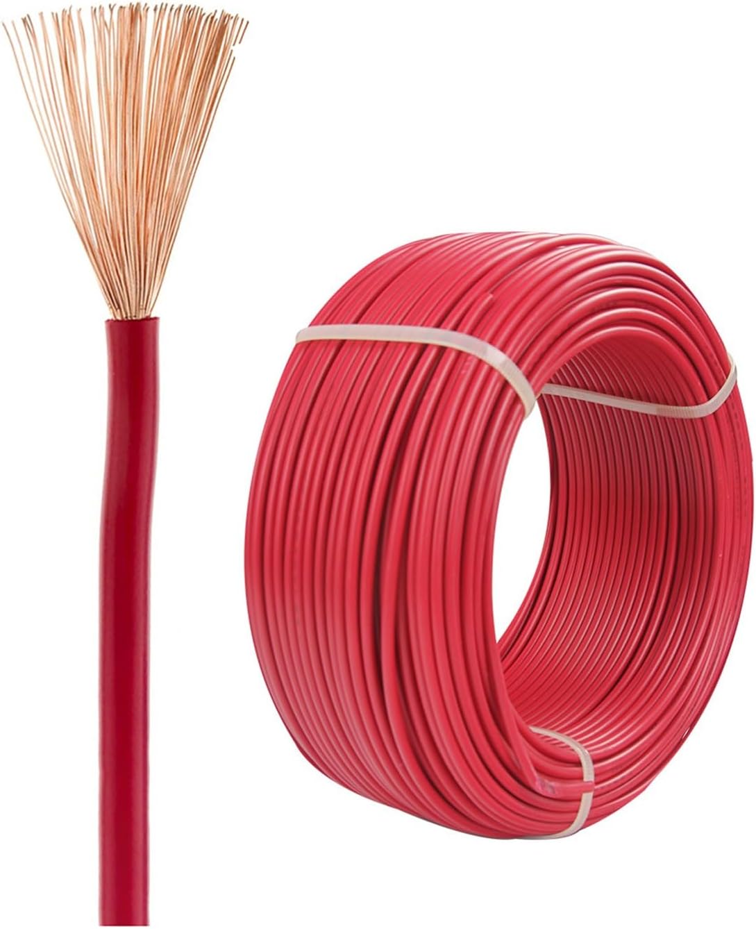 2.5mm²-10mm² Soft Electrical Wire 32FT-100FT Single Core Flame Retardant Multi-Strand Soft Wire Household PVC Pure Copper Extension Cable Flexible Single-core Wire(10mm²,65ft)