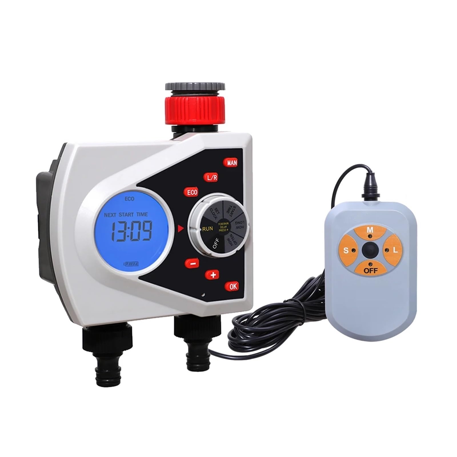 ATGOGKOWH Two Outlets Garden Automatic Watering Timer, Digital Electronic Solenoid Valve and Rain Sensor and Humidity(With humidity sensor)