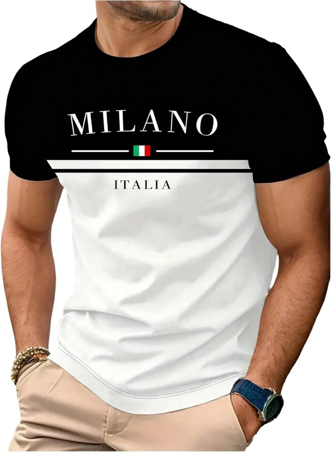 Verdusa Men's Short Sleeve Graphic Tees Letter Print Tee Crew Neck Tops Summer Muscle T Shirts