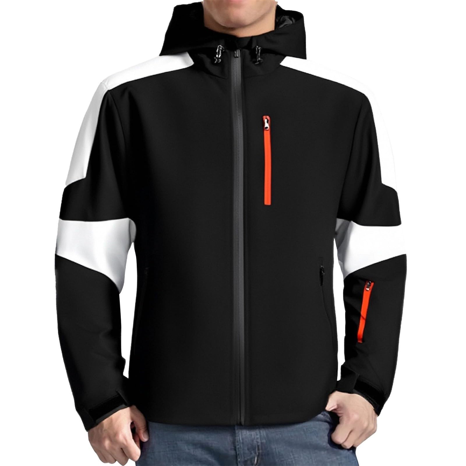 Giacca a vento da uomo impermeabile da uomo per attività all'aperto Softshell giacca leggera da trekking con cappuccio confortevole giacche sportive traspiranti con tasche con cerniera capispalla
