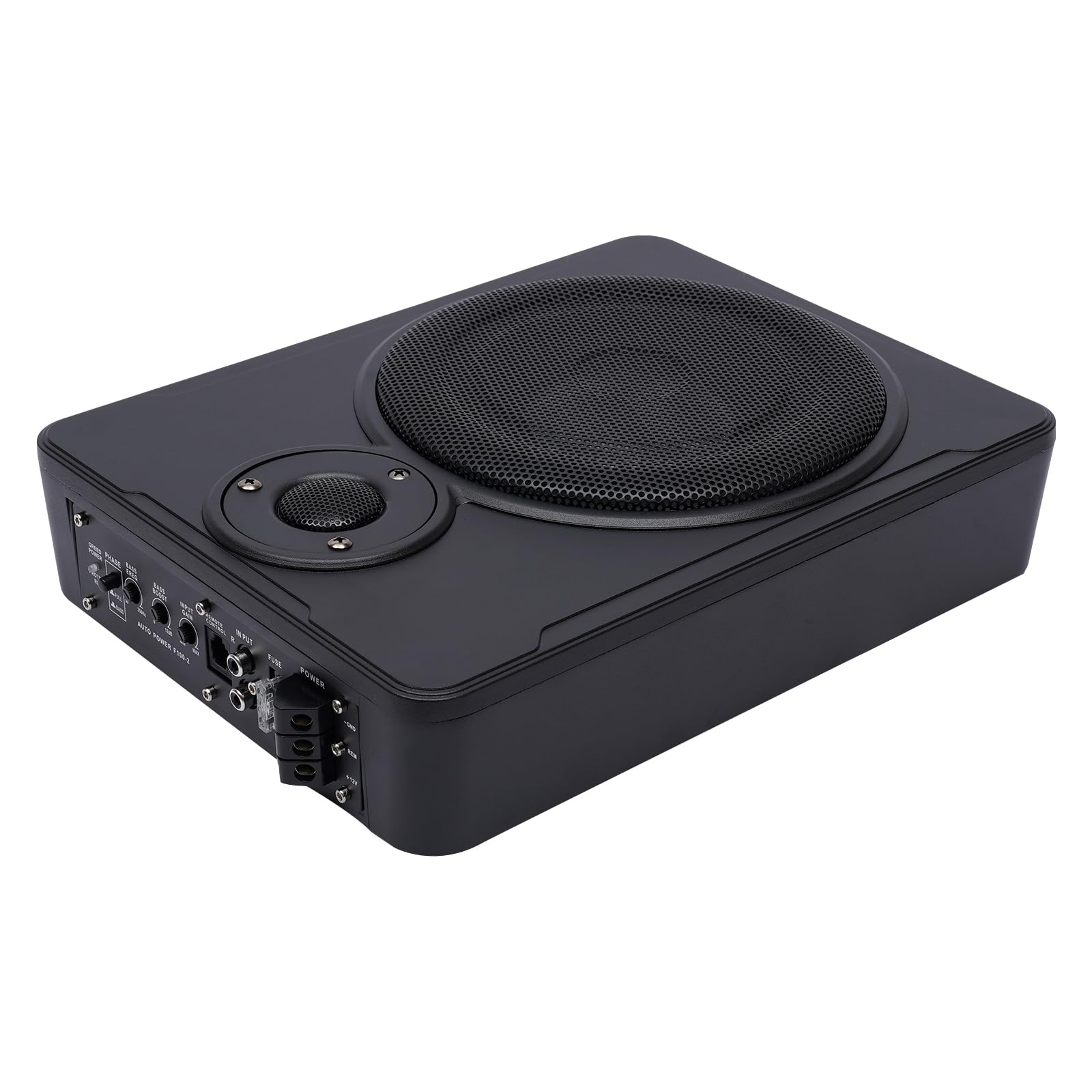 Subwoofer samochodowy 8" i aktywny wzmacniacz pod smukłym siedziskiem 600 W (stop aluminium)