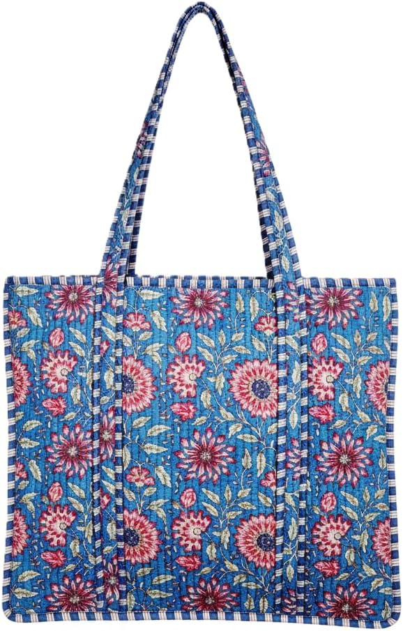 COTSILER Women Tote Bags Lightweight 18x16 Zipper Travel Bag Purse Cotton Shoulder Tote Bags For Shopping,Grocery,Beach Bag