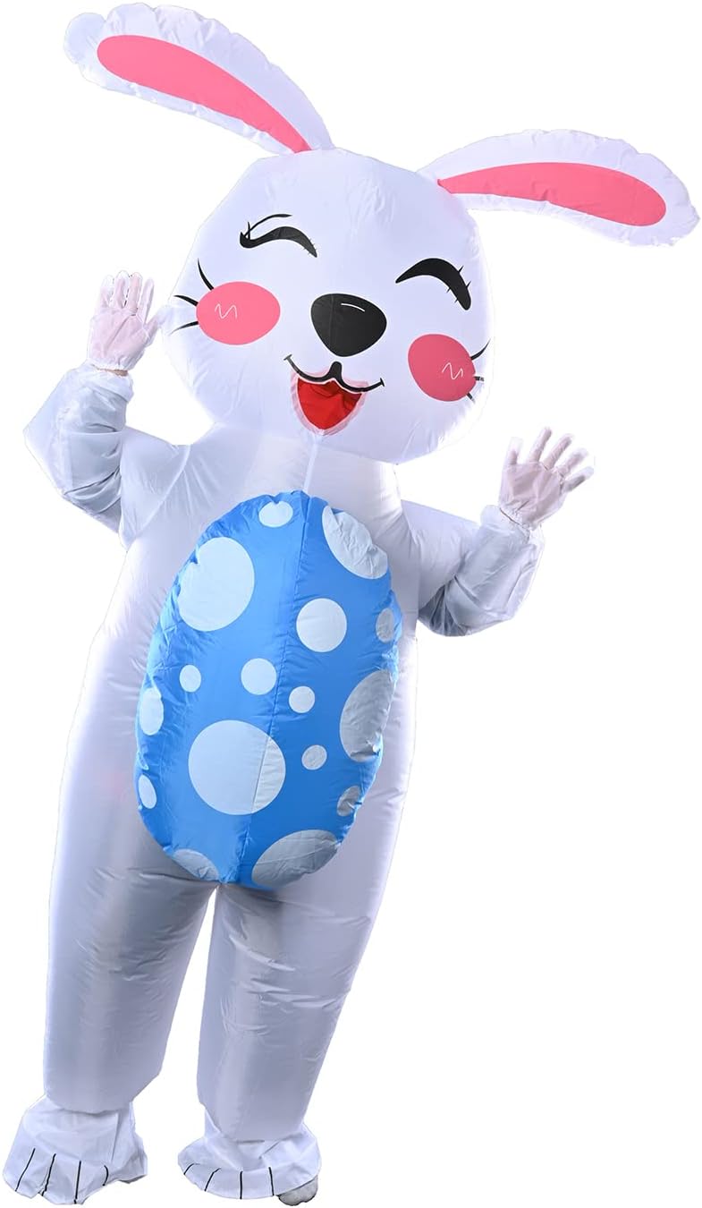 Longteng Easter Bunny Costume Inflatable Costume Rabbite Blow Up Costumes for Adult Men Women Jumpsuit Cosplay Party