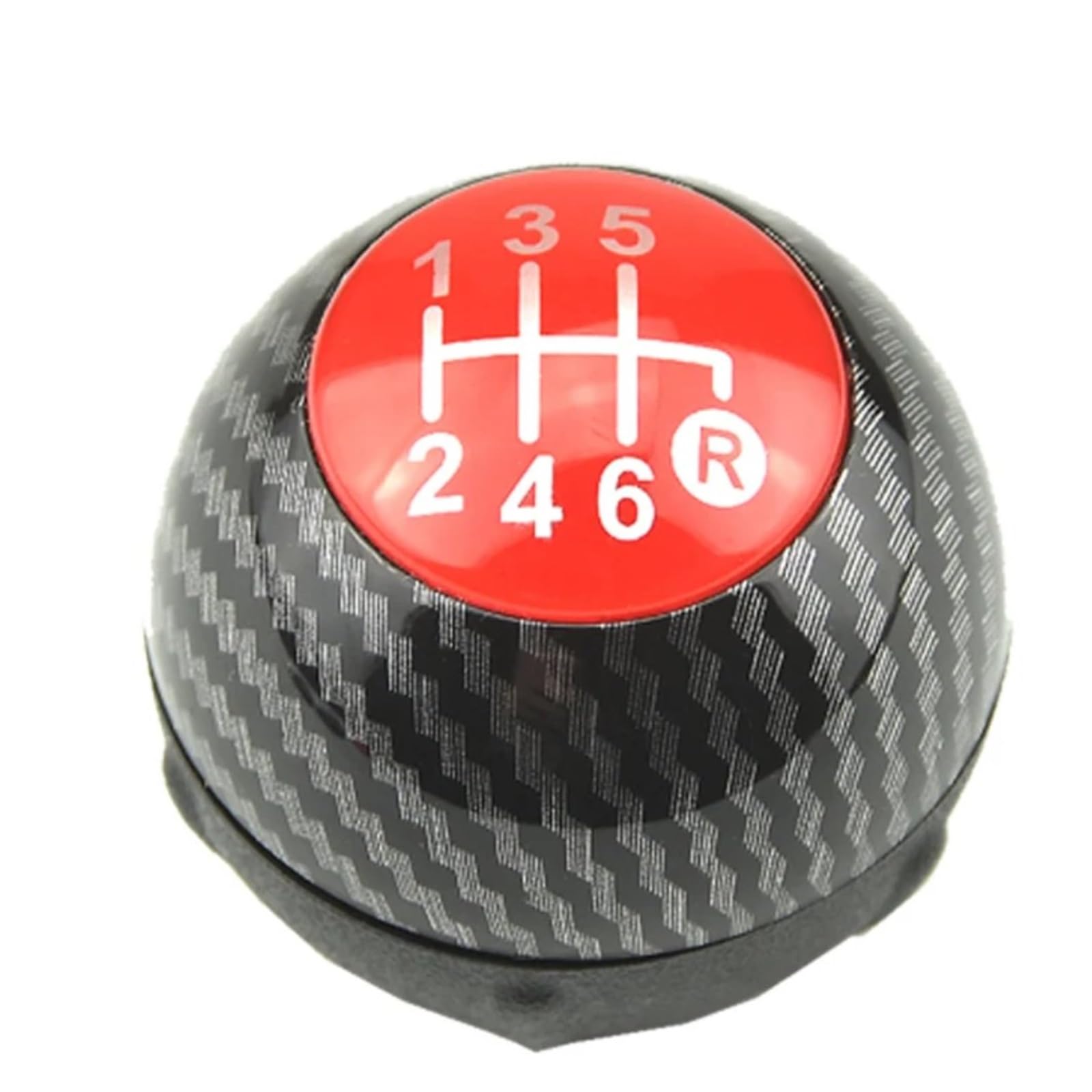 Jsyalmslw 6-Bright Silver Red Gear Shifter Knob For Fiat 500 2012-2018 2017-500C 2014-500 Cult Upgrade