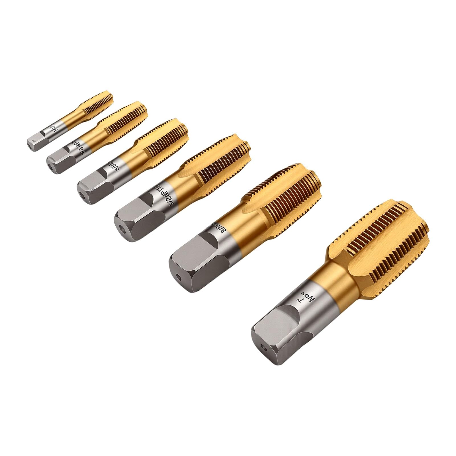 HUIOP Set di Rubinetti per Tubi Npt, Acciaio Al Carbonio Rivestito in Ti, 6