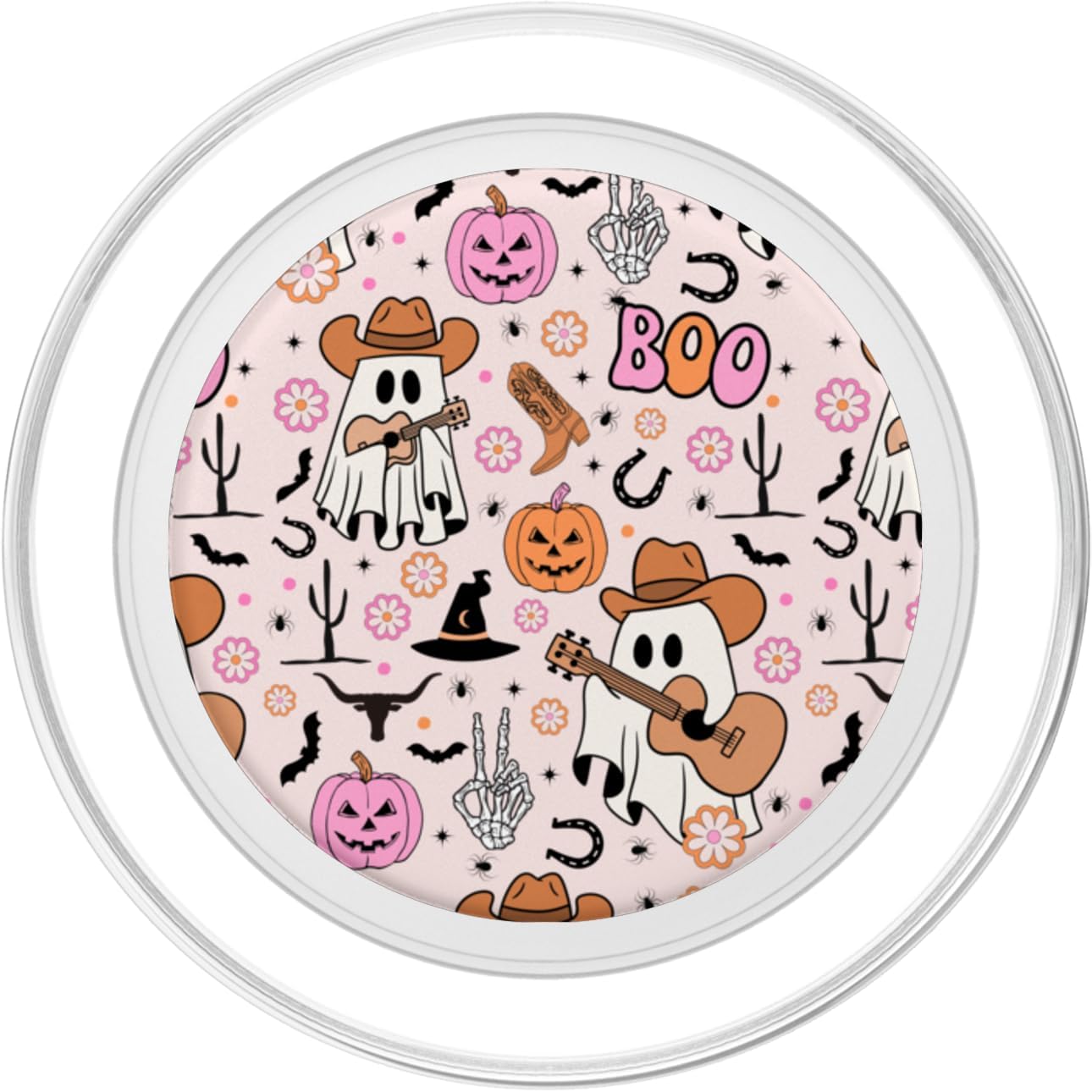 Spooky Ghost Cowboy Cute Halloween Boo Western Retro Pastel PopSockets PopGrip for MagSafe - Image 2
