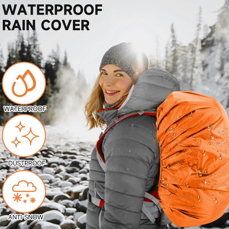 HORREX 18-30L Rucksack Regenschutz Fluoreszierend orange Farbe Reflektierender Pfeil + Fluoreszierend orange Farbe Vertikaler Streifen Regenschutz Schulranzen Rucksack Regenhüllen