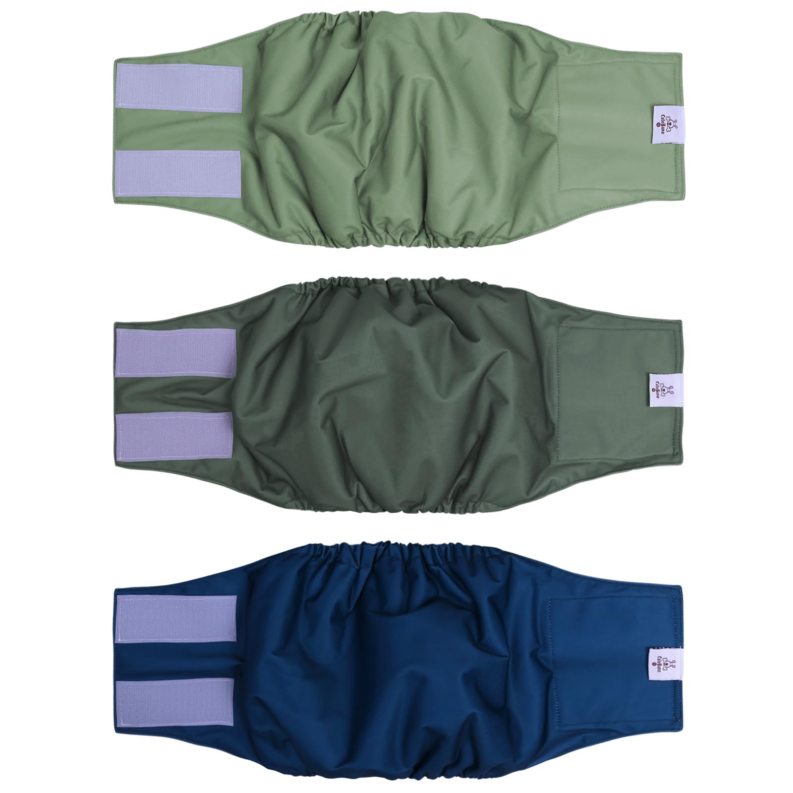 CuteBone Dog Diapers Male Washable Belly Band for Male Dogs Wraps Black 3pcs a Pack DM45M