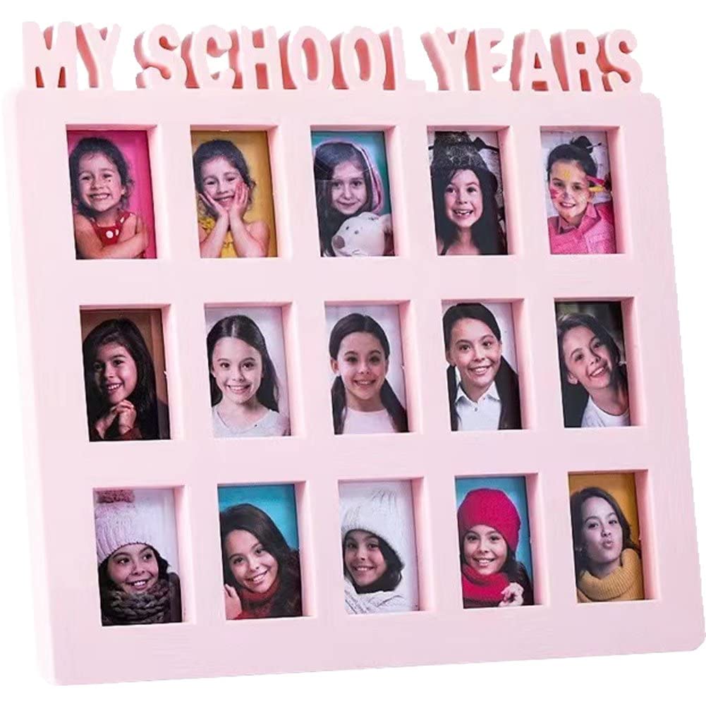 Baokuan School Years Photo Frames Moment Student Keepsake Frame Children Campus 15 Pictures Display Collage Frame Kids Memory Gift
