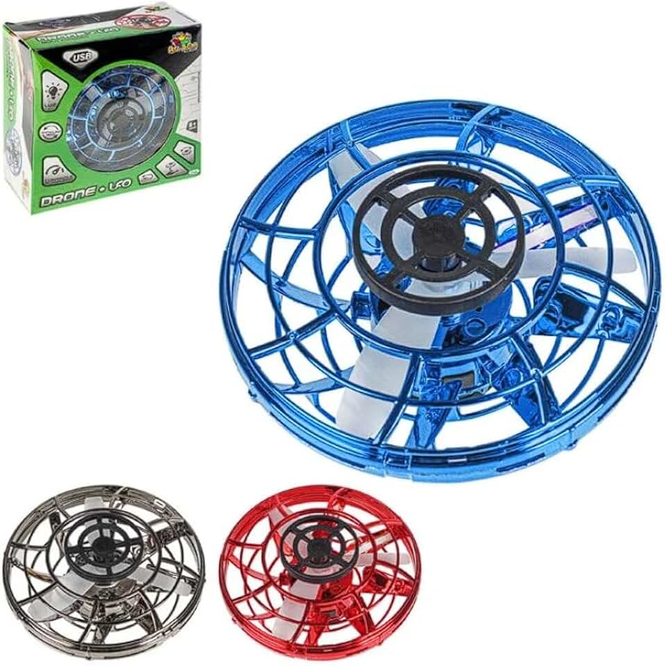 DRONE UFO COM SENSOR BRINQUEDO DISCO VOADOR COM HÉLICES PROTEGIDAS SPINNER BOLINHA QUE VOA USB MULTICOR LED PARA CRIANÇAS INFANTIL