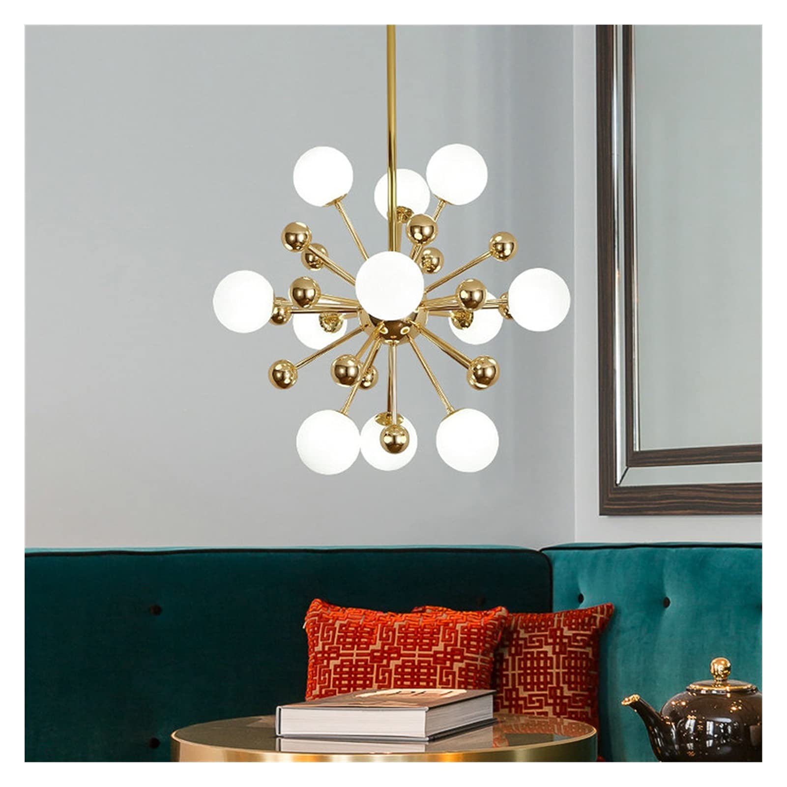 Lampada Sospensione A Sfera In Vetro Con LED - 3 Luci Regolabili | Lampadario Moderno Per Camera, Soggiorno, Cucina | Design Dente Di Leone - Foto 11