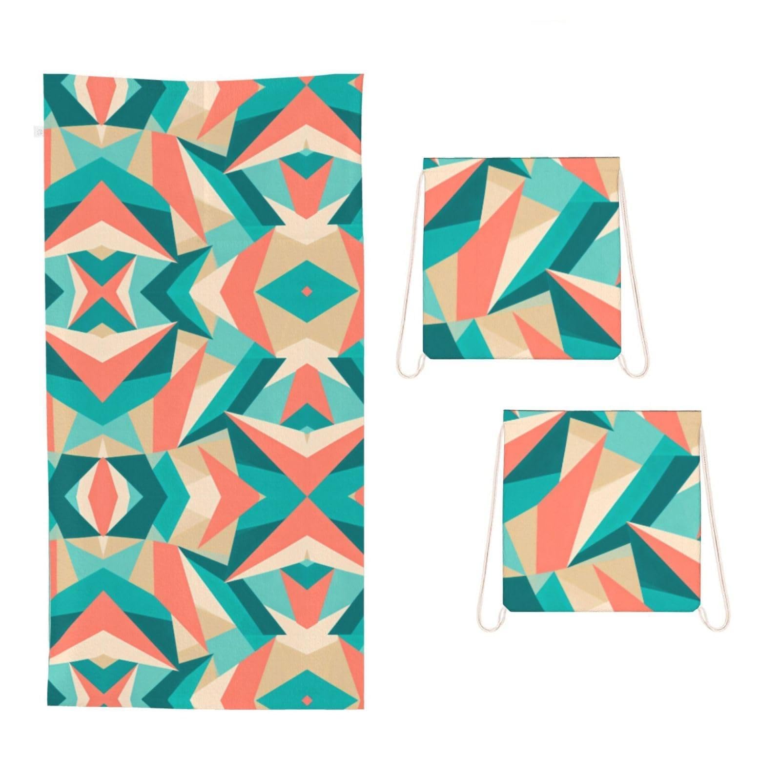 CNTDBU tropical colors 2 in 1 Packable Towel Bag-Large Beach Towel with Stuff Sack, Super Absorbent Microfiber Travel Towel for Pool