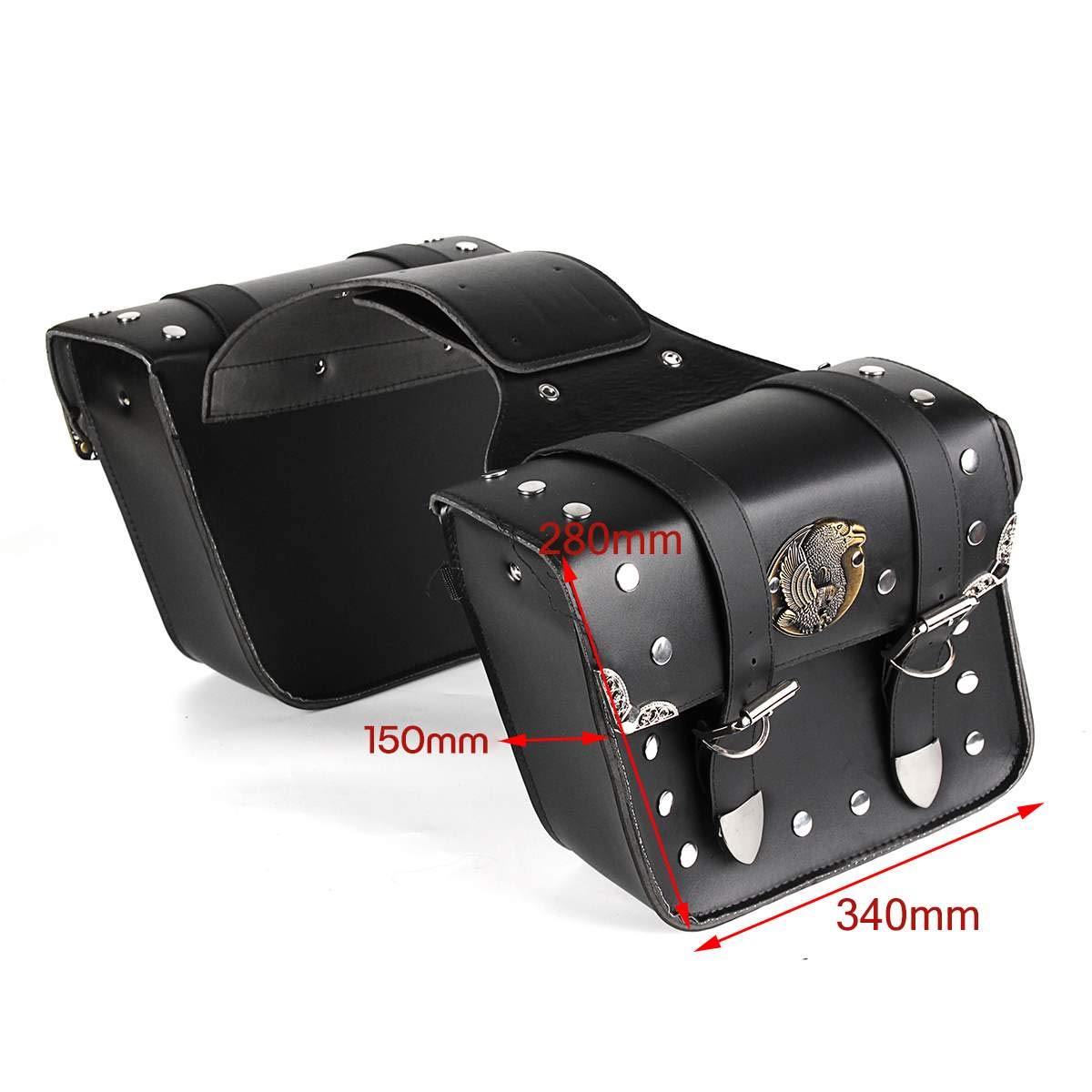 Alforjas Universales para Motocicleta, Bolsa Lateral de Cuero PU para Almacenamiento de Equipaje, Bolsas para Sillín