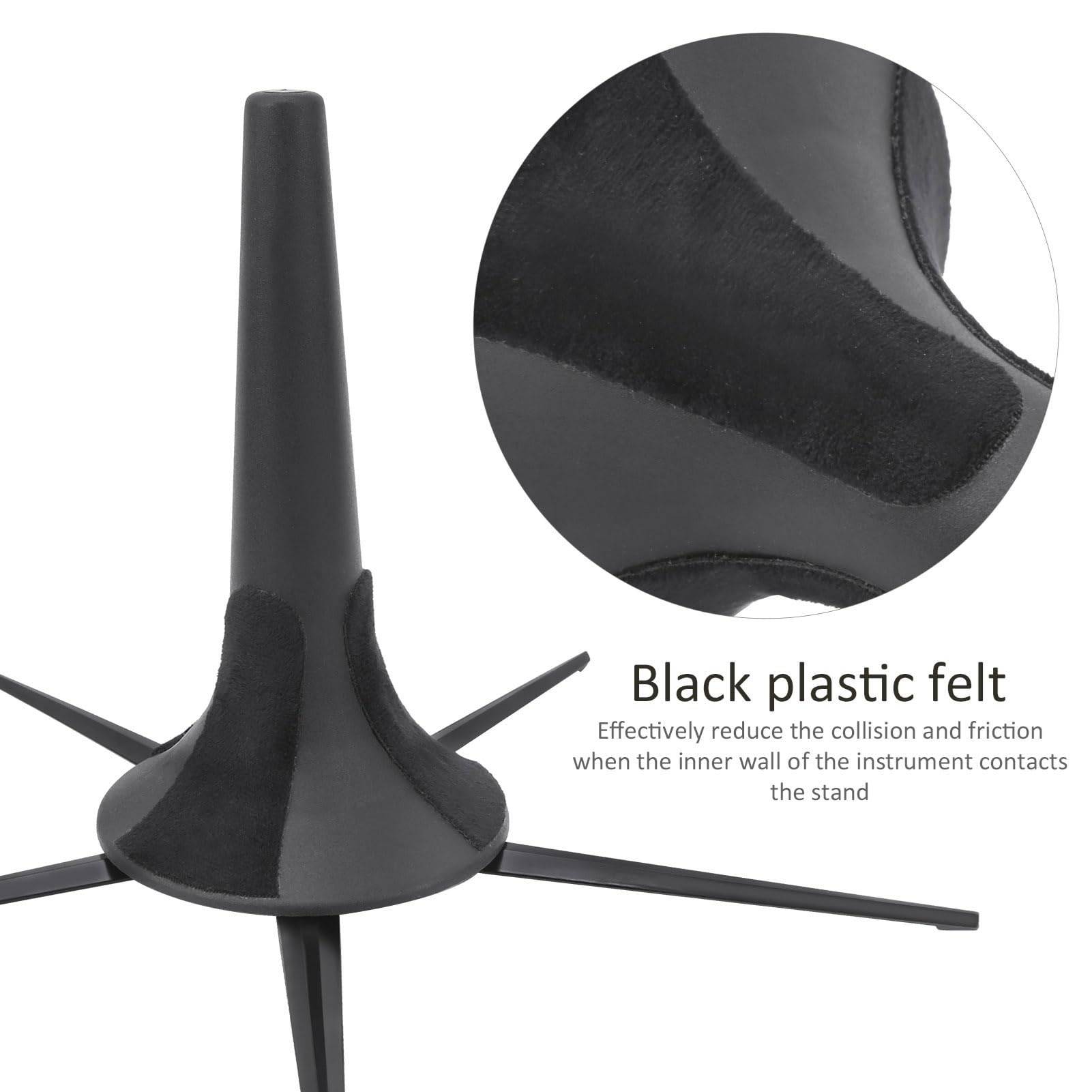Dilwe Support de trompette à 5 jambes, pliable en ABS et alliage de zinc noir, pour performances, transport et stockage