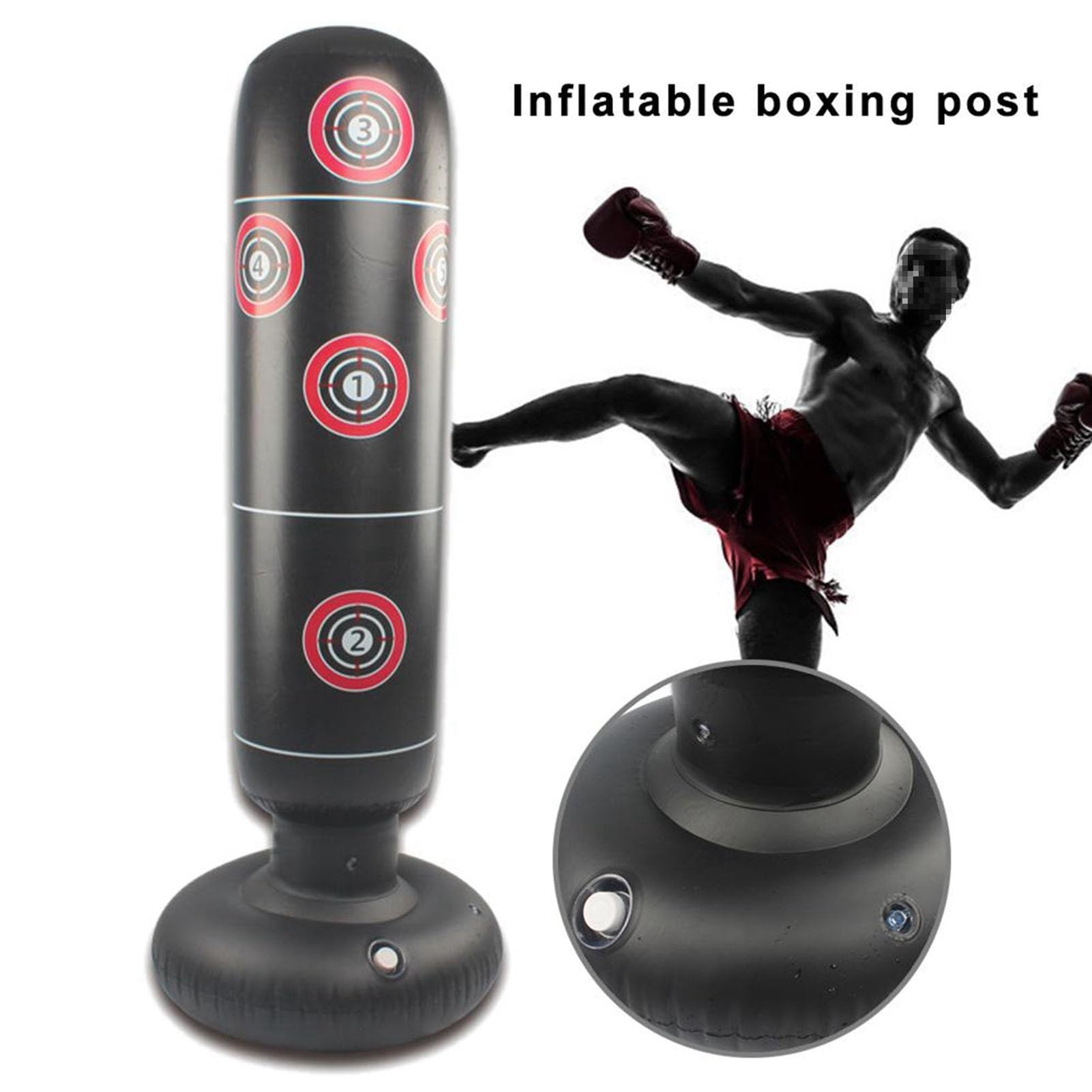 Sacco da Boxe Gonfiabile, Palo per Esercizi, 63 Pollici con Supporto Sacco da Boxe Rimbalzante per Adulti, per Praticare Karate, Taekwondo, MMA