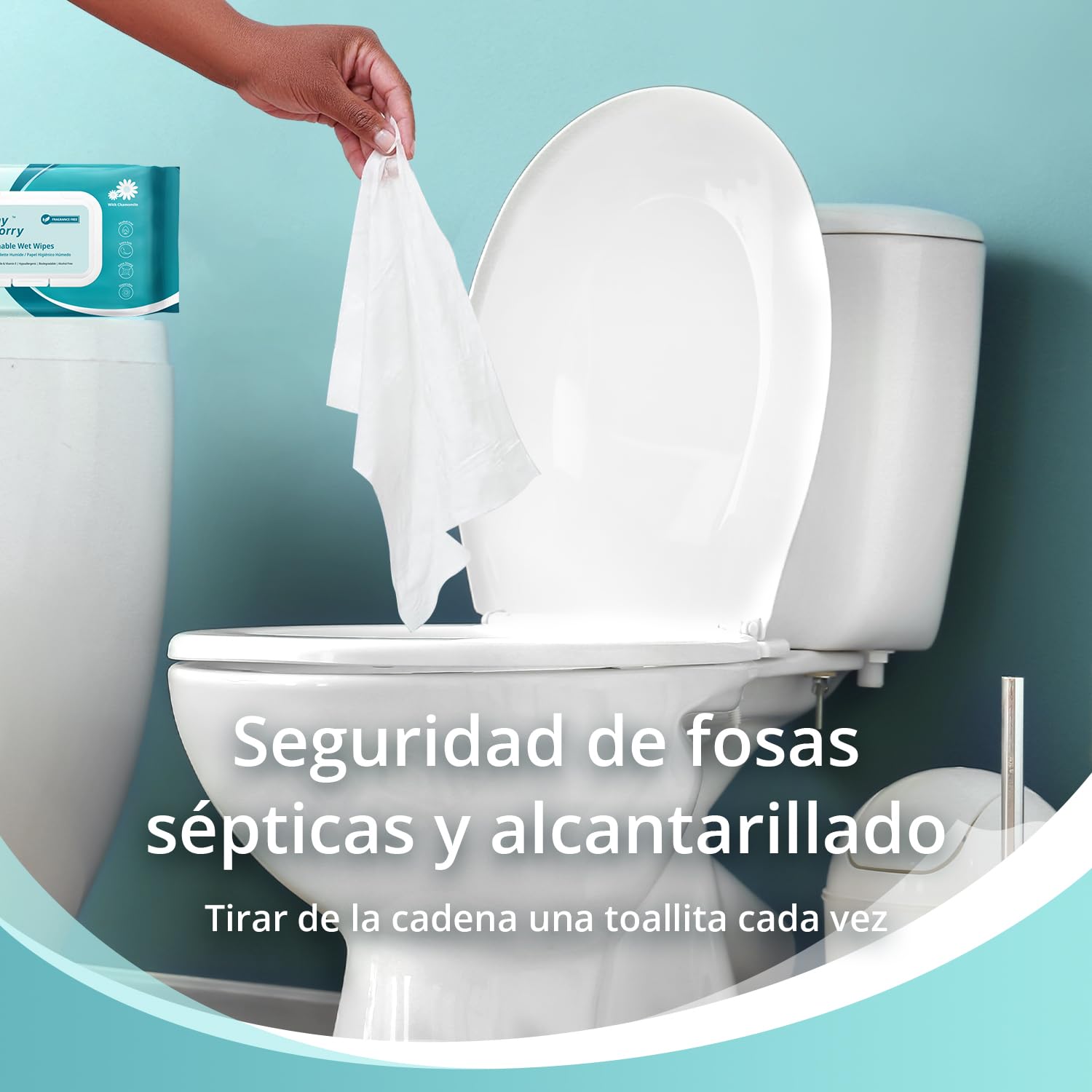 WhyWorry XL Papel Higiénico Húmedo Desechable con Manzanilla y Vitamina E por WC, Extra Grandes 20x25 cm Toallitas Húmedas para Limpieza Íntima, Biodegradable y Sin Plástico, sin Perfume, 144 Unidades