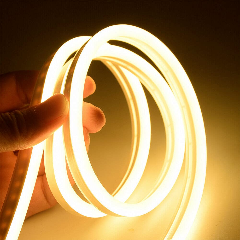 ausuky DC 12V Flexible LED Strip Waterproof Neon Lights Silicone Tube 1/3/5 m Lamp Bar (Warm White,3m)