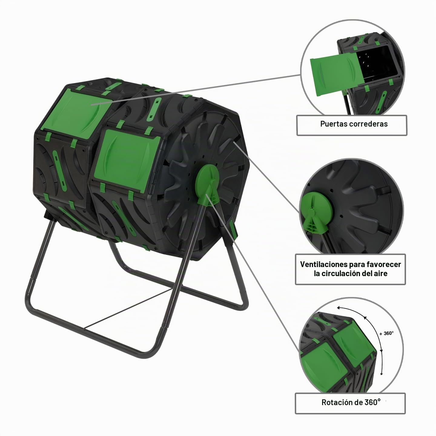 IDMarket - Cubo de compostaje giratorio de doble cubo 140L