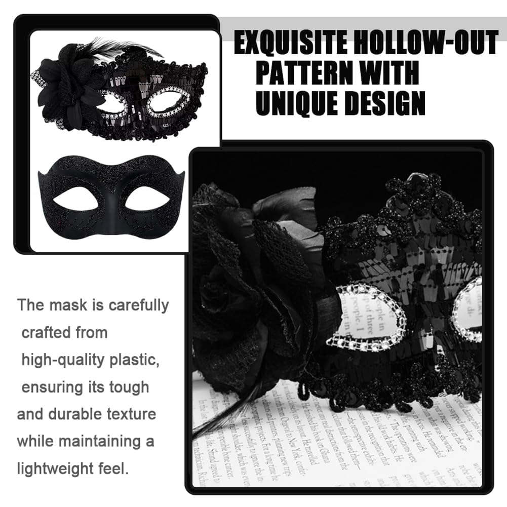 WFKKMEQ Couple Masquerade Masks Set - Image 3