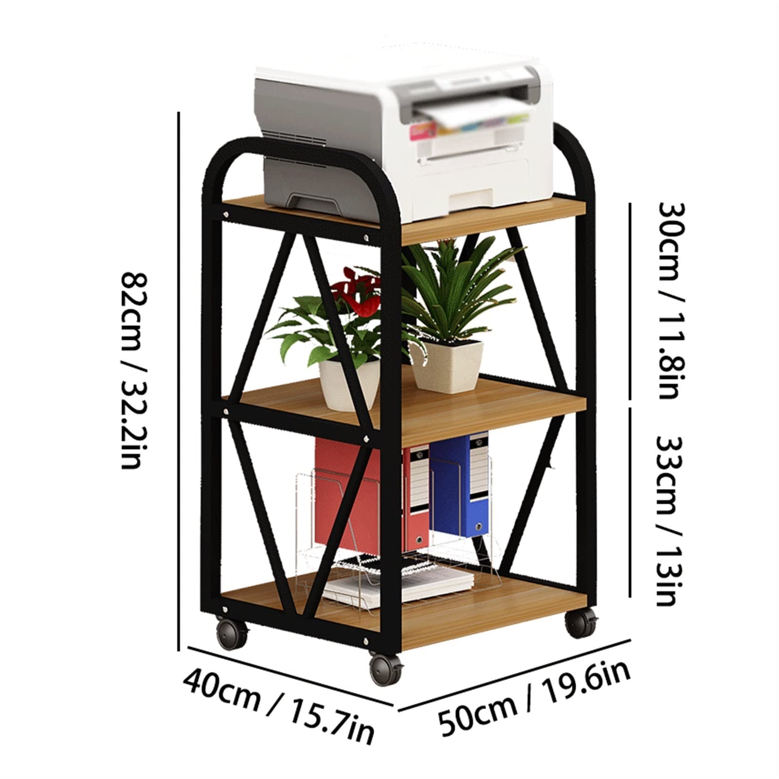 Soporte para impresora Soporte para bastidor de impresión Inicio Polea de piso a techo Estante para impresora Oficina Bastidor de almacenamiento de archivos móvil de 3 capas Bastidores para impresor