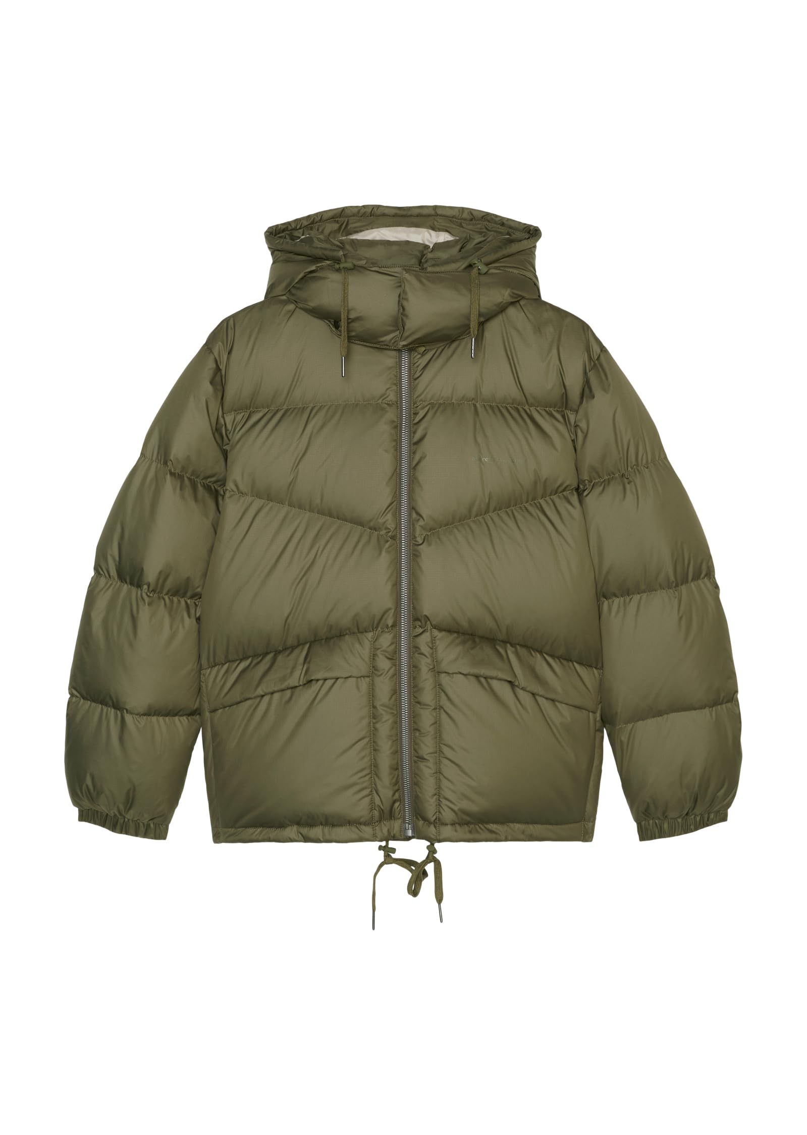 Marc O'polo Men's Green Denim Down Jacket With Removable Hood Puffer Jacket, L